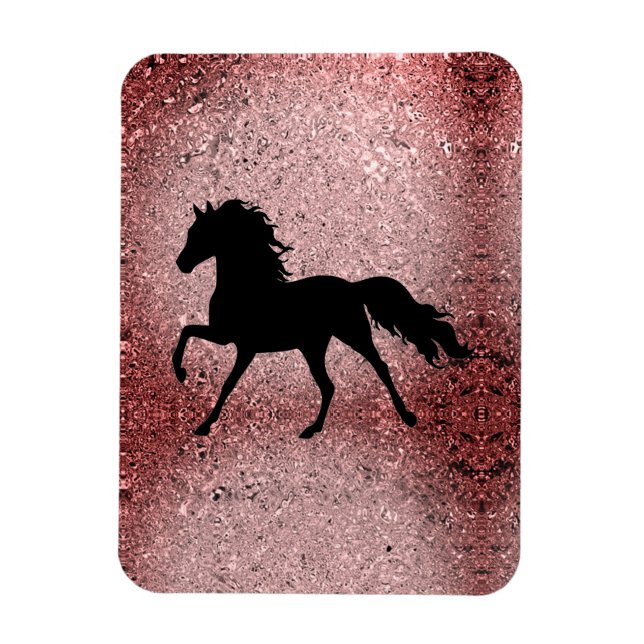Shiny Rose Gold Horse  Magnet (Vertical)