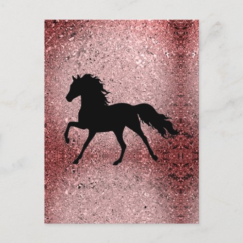 Shiny Rose Gold Horse Padfolio Postcard