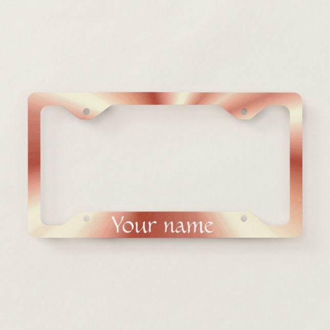 Shiny Rose Gold Satin Look Add Your Name License Plate Frame (Front)