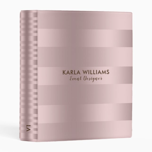 Shiny Rose-gold stripes pattern Mini Binder (Front/Spine)
