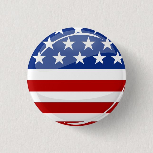 Shiny Round American Flag Pinback Button (Front)