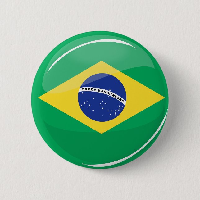 Shiny Round Brazilian Flag Button (Front)