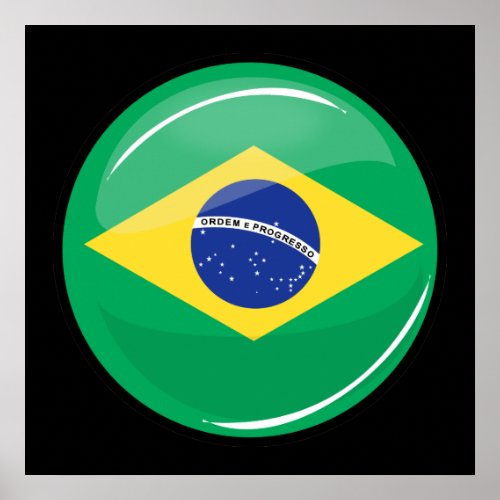 Shiny Round Brazilian Flag Poster