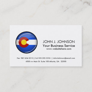 Shiny Round Colorado Flag Business Card