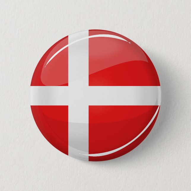 Shiny Round Denmark Flag Button (Front)