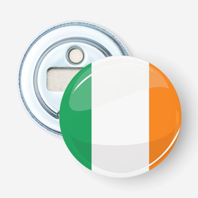 Shiny Round Irish Flag Bottle Opener (Front)
