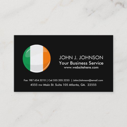 Shiny Round Irish Flag Business Card