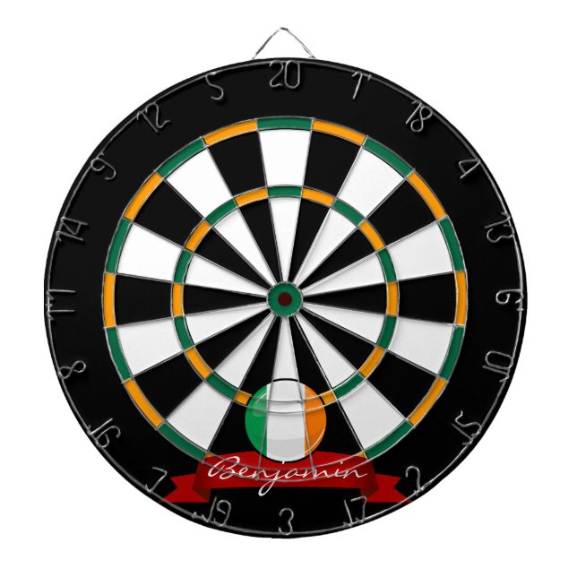 Shiny Round Irish Flag Dartboard (Front)