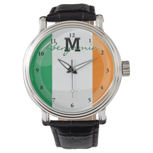 Shiny Round Irish Flag Watch