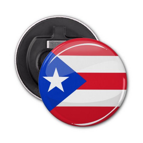 Shiny Round Puerto Rican Flag Bottle Opener