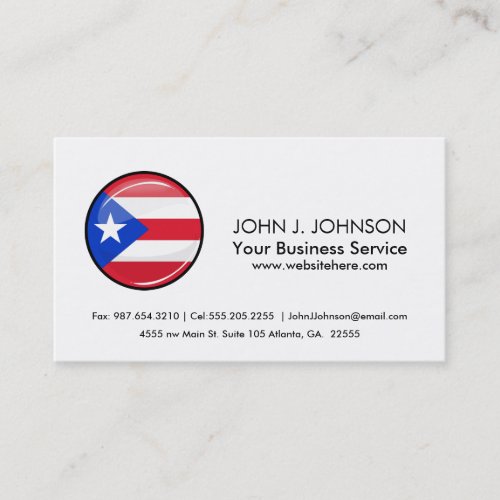 Shiny Round Puerto Rican Flag Business Card