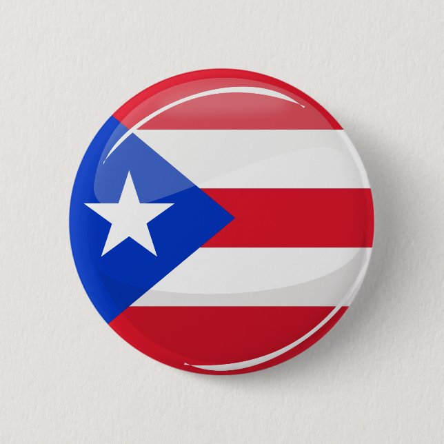 Shiny Round Puerto Rican Flag Button (Front)
