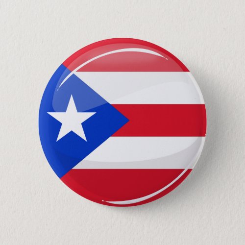 Shiny Round Puerto Rican Flag Button
