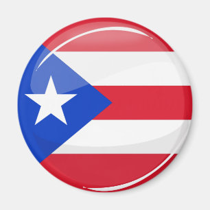Shiny Round Puerto Rican Flag Magnet