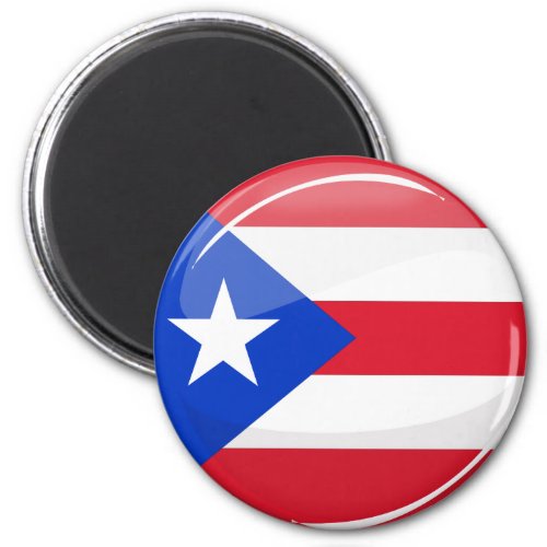 Shiny Round Puerto Rican Flag Magnet