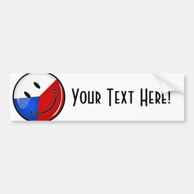Shiny Round Smiling Czech Rep. Flag Bumper Sticker (Front)