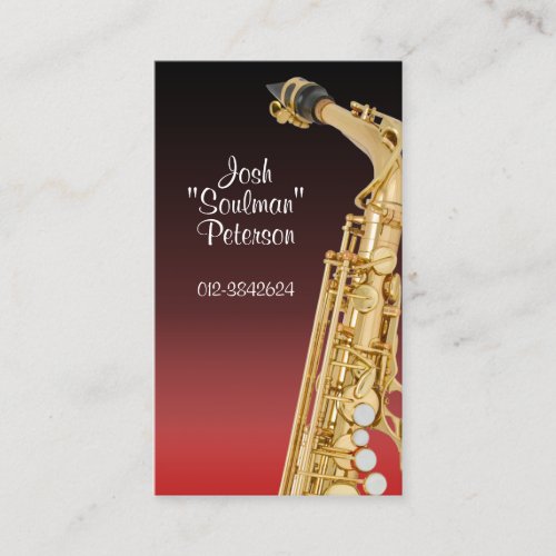 Shiny Saxaphone Red Gradient Business Card