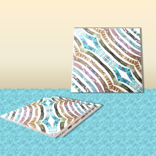 Shiny  Seashell  Scalloped Strips  Ceramic Tile