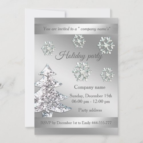 Shiny sequins snowflake corporate Christmas party Invitation