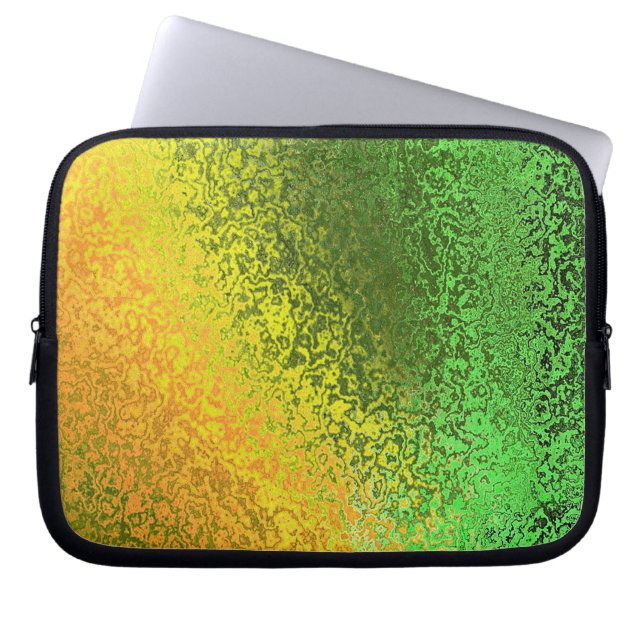Shiny Shades of Green & Yellow Laptop Sleeve (Front)