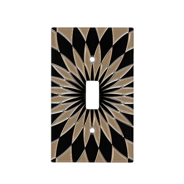 Shiny silver and black glass texture light switch cover (Front)