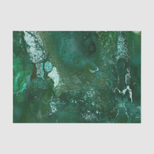 Shiny Silver and Green Malachite Emerald Marble Tissue Paper