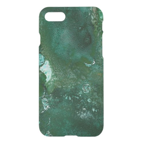 Shiny Silver and Green Malachite Emerald Marble iPhone SE87 Case
