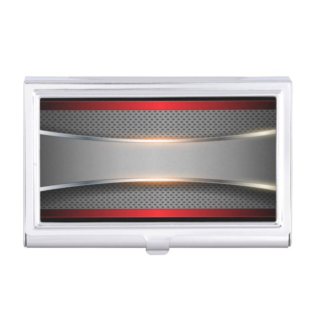 Shiny Silver, Chrome Look Business Card Holder (Front)