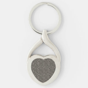 Shiny Silver Connected Ovals Celtic Pattern Keychain