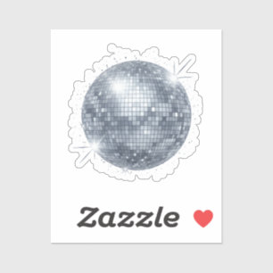 Shiny Silver Disco Ball Retro New Year's Eve Party Sticker
