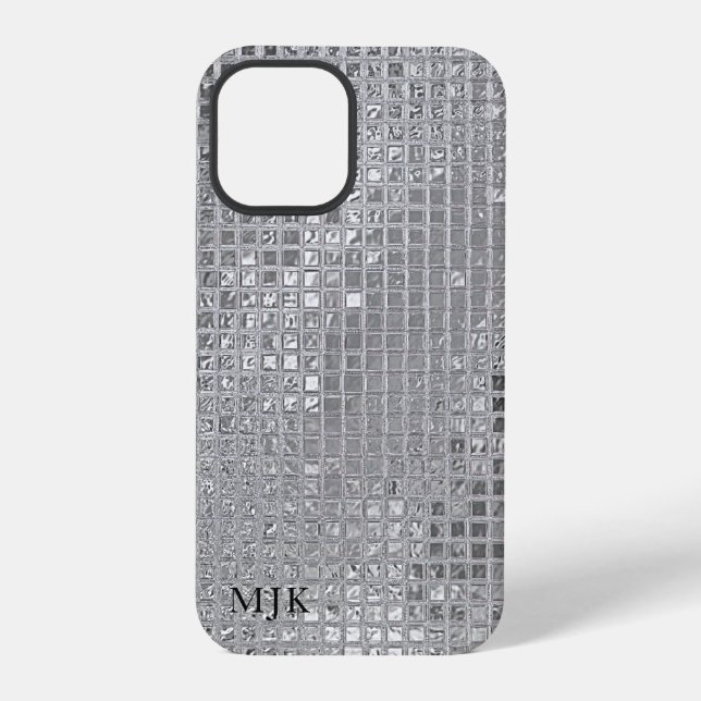 Shiny Silver Foil Squares Iphone Case (Back)