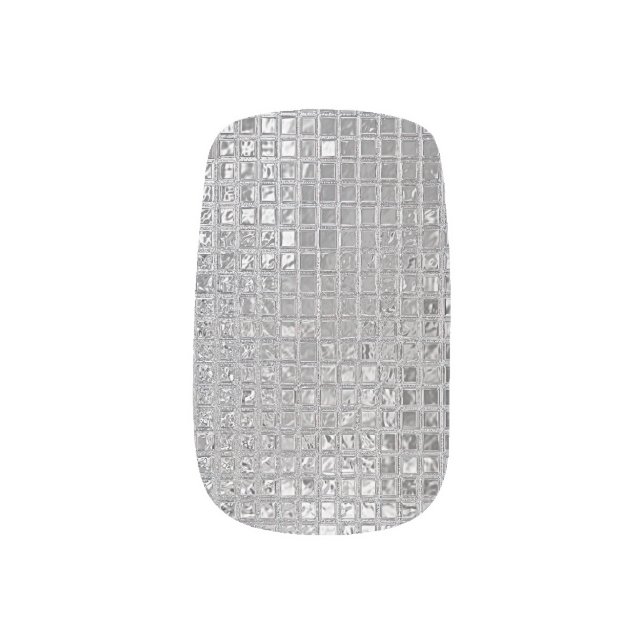 Shiny Silver Foil Squares Minx Nail Art (Left Thumb)