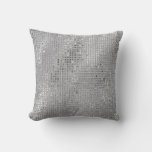 Shiny Silver Foil Squares Throw Pillow