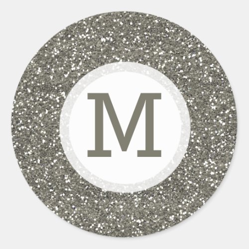 Shiny Silver Glitter Monogram Seal