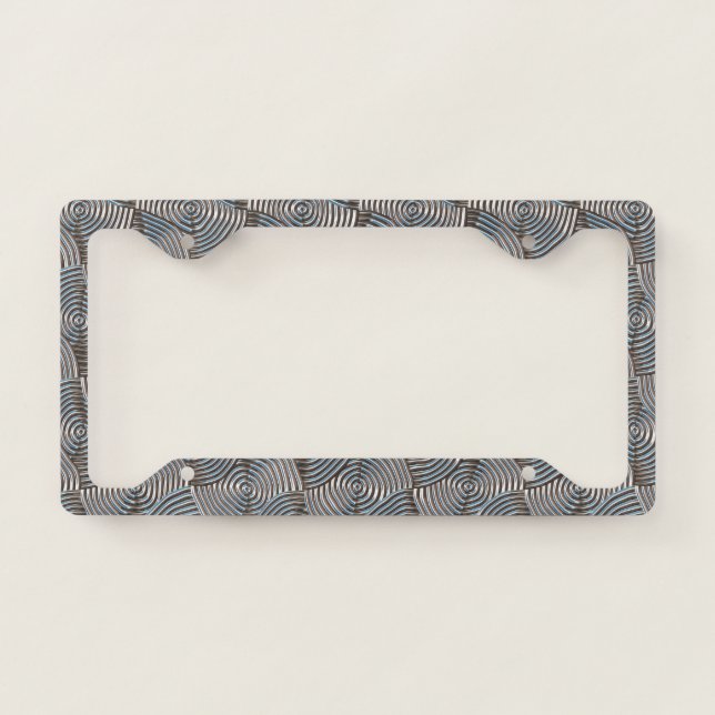 Shiny Silver-Gray Circle Spirals Pattern License Plate Frame (Front)