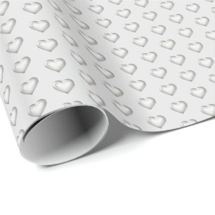 Shiny Silver Hearts Wrapping Paper