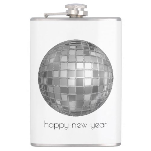 Shiny Silver Metallic Disco Ball New Years Flask