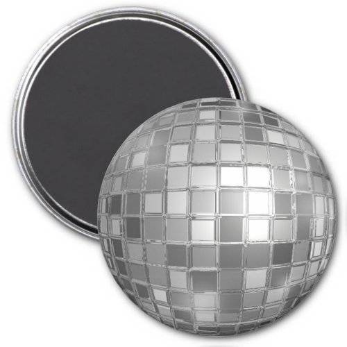 Shiny Silver Metallic Disco Ball New Years Magnet