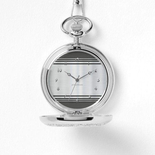 Shiny Silver Modern Geometric ​Mechanic Custom Watch (Front)