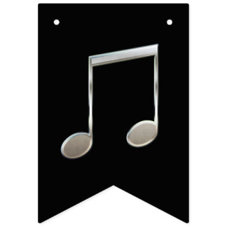 Shiny Silver Music Notation Beamed Whole Notes Bunting Flags