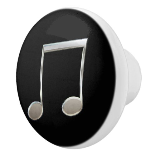 Shiny Silver Music Notation Beamed Whole Notes Ceramic Knob