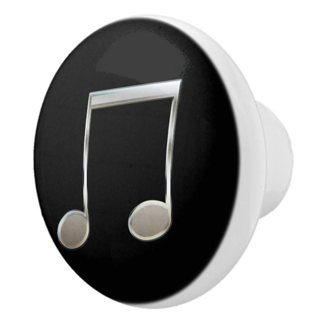 Shiny Silver Music Notation Beamed Whole Notes Ceramic Knob (Right)