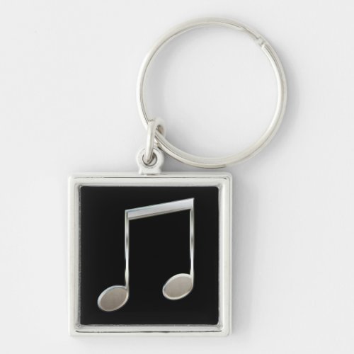 Shiny Silver Music Notation Beamed Whole Notes Keychain