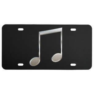 Shiny Silver Music Notation Beamed Whole Notes License Plate