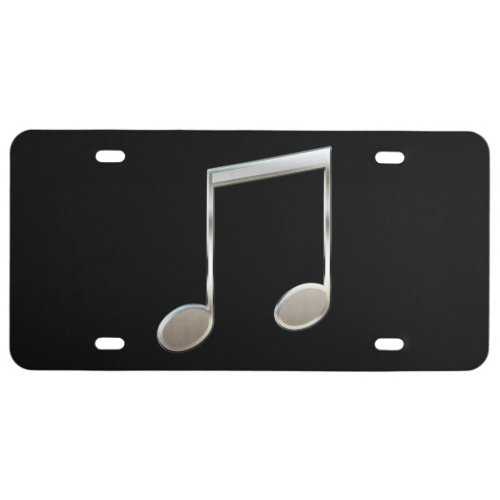 Shiny Silver Music Notation Beamed Whole Notes License Plate