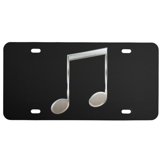 Shiny Silver Music Notation Beamed Whole Notes License Plate (Front)