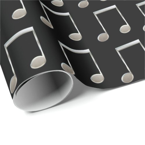 Shiny Silver Music Notation Beamed Whole Notes Wrapping Paper
