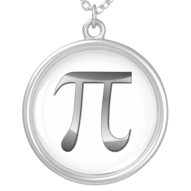 Shiny Silver Pi Symbol Plated Necklace (Front)