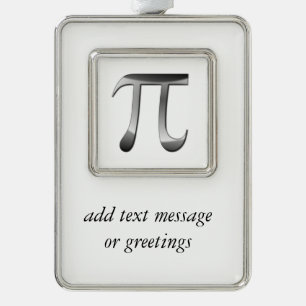 Shiny Silver Pi Symbol Silver Plated Framed Ornament