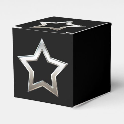 Shiny Silver Star Shape Outline Digital Design Favor Boxes